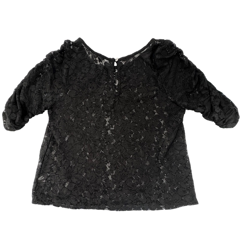 Kim & Cami Black Floral Allover Lace Blouse Medium - Whimsigoth Dark Romantic